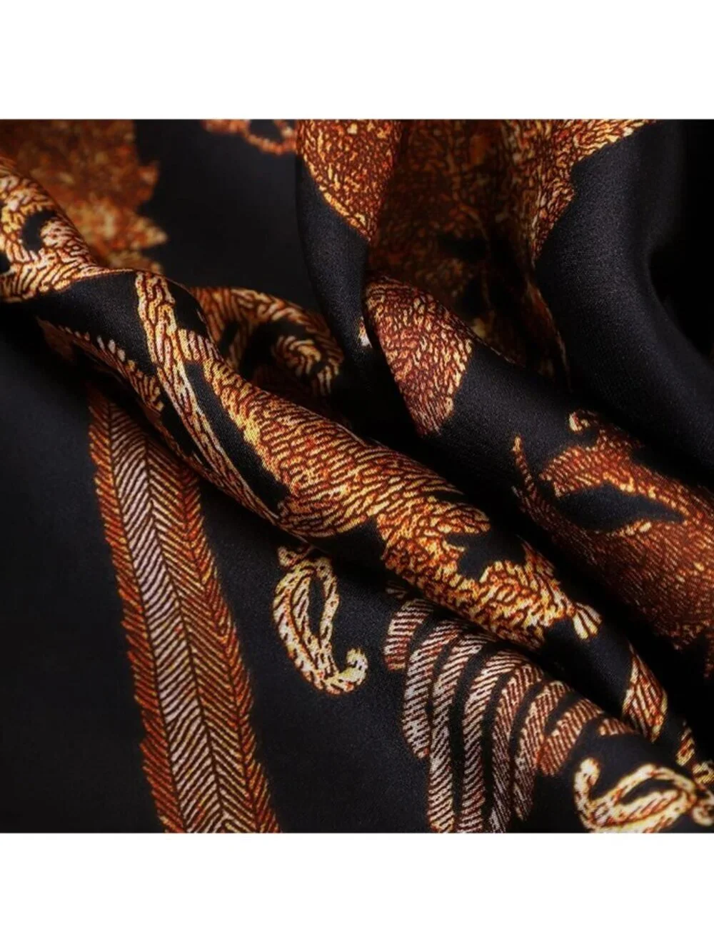 Women's Brown Lightweight Silk Like Scarves Flower Print Head Cotton Wrap Scarf
